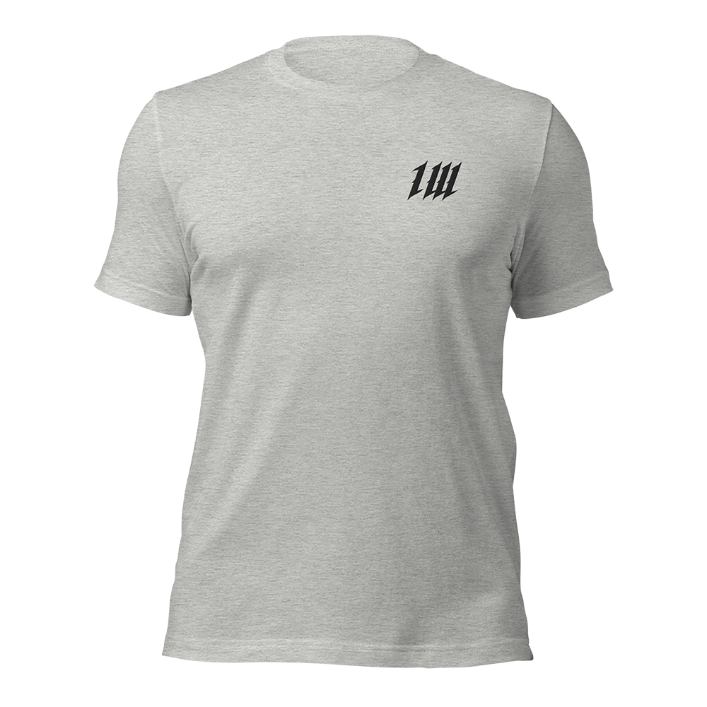 Minimal ash grey gym t-shirt with embroidered Inner War monogram