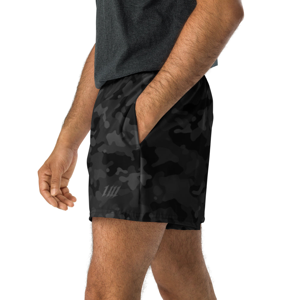 Black Camo Short Gym Shorts, worn, side