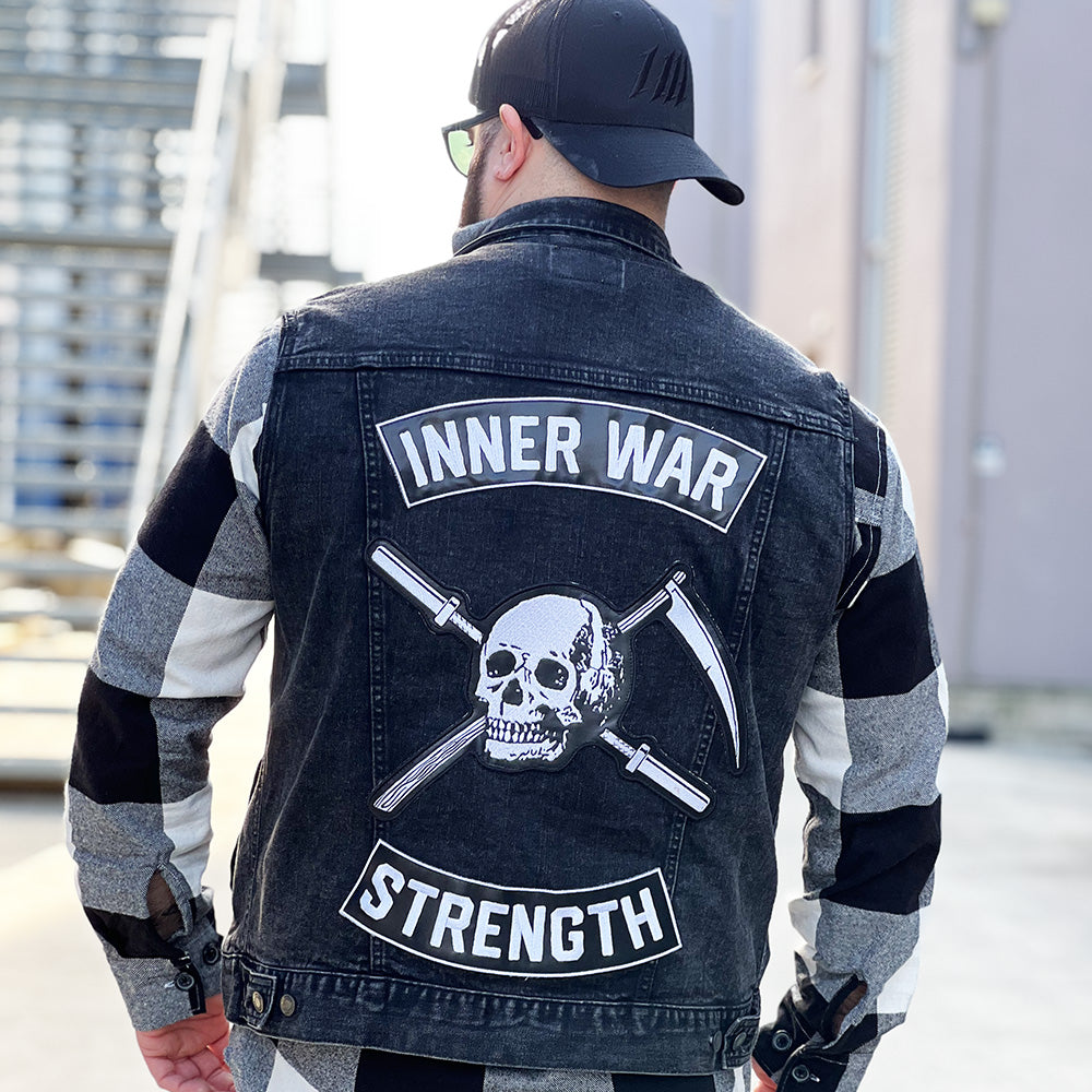 Reap Embroidered Back Patch Set, sewn on the back of a jacket