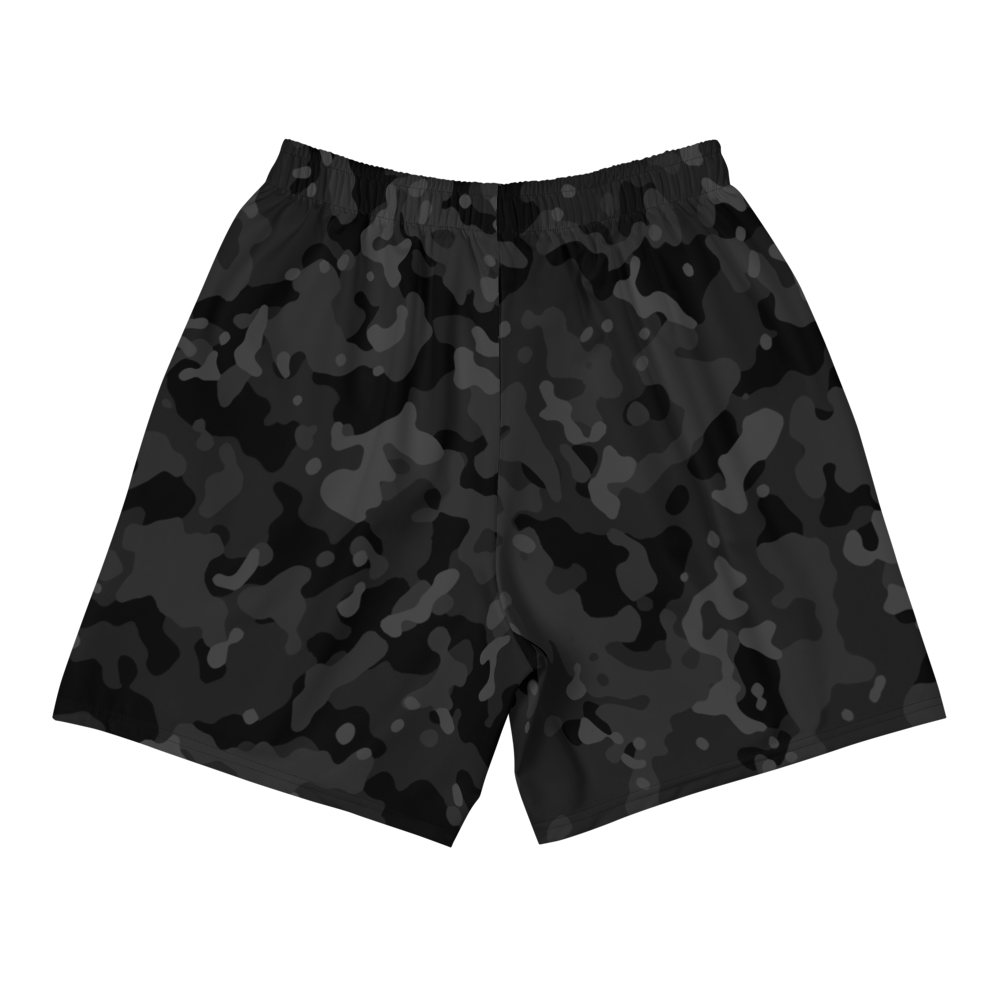 Black Camo Long Gym Shorts, back
