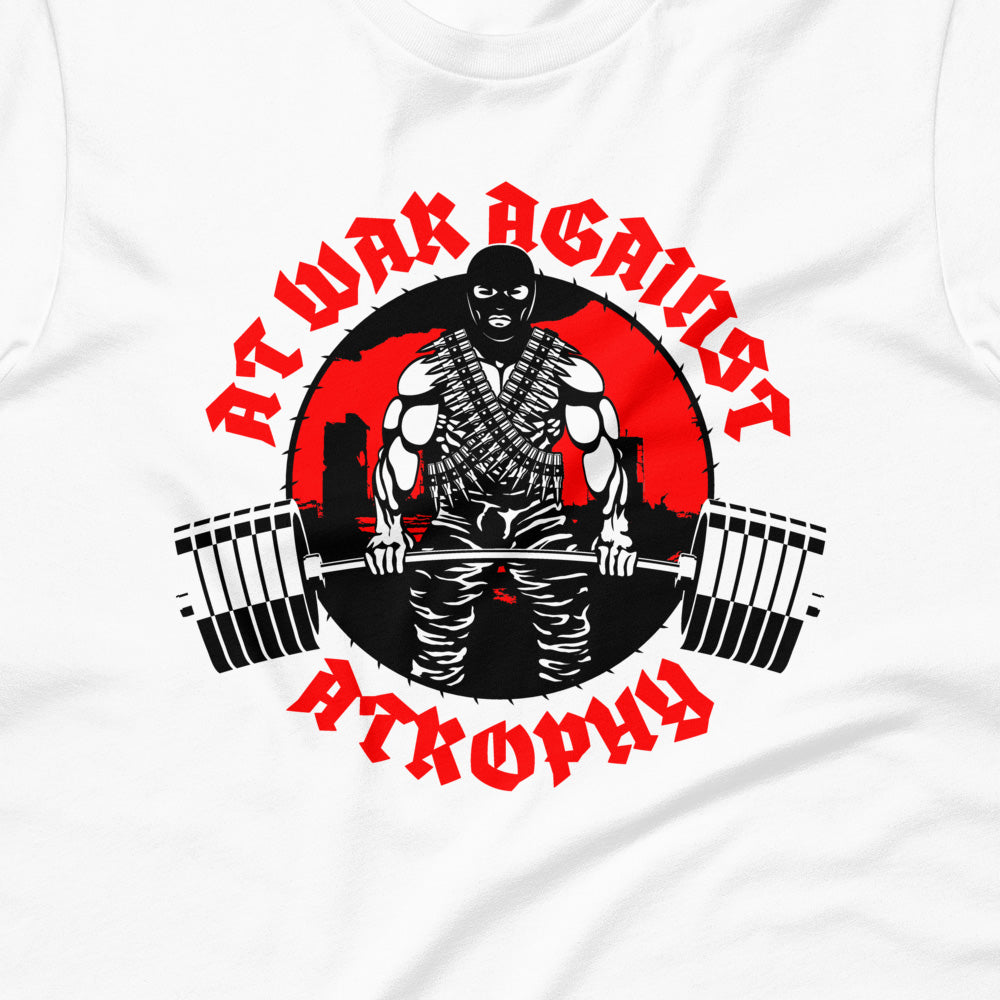 Iron Dissident White Gym T-Shirt, print close-up
