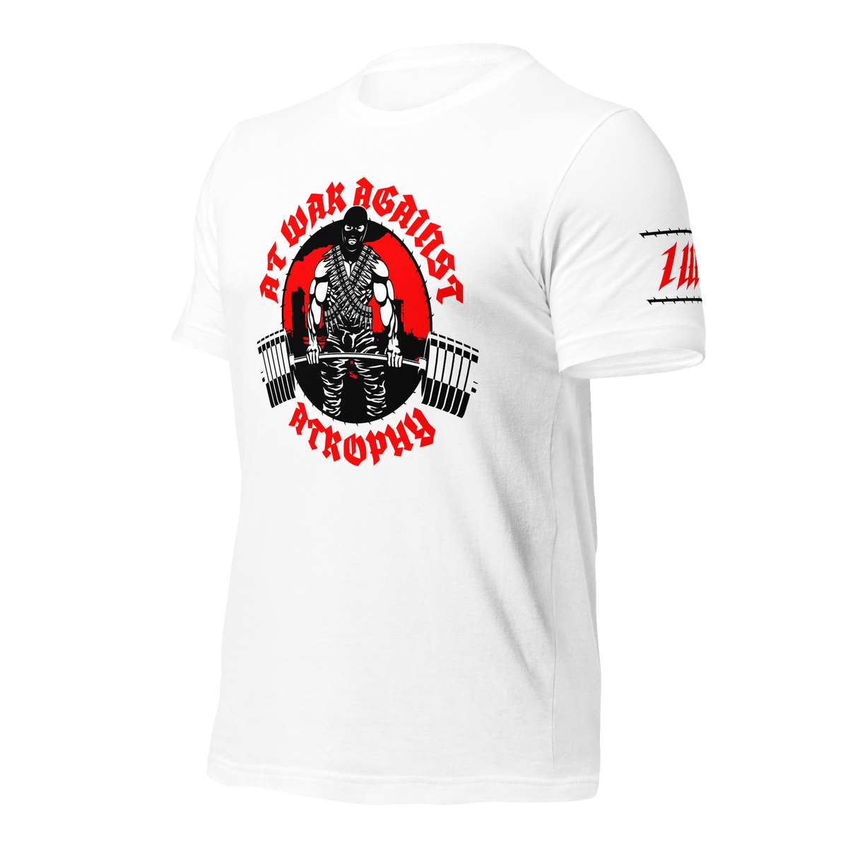 Iron Dissident White Gym T-Shirt, front, left angle