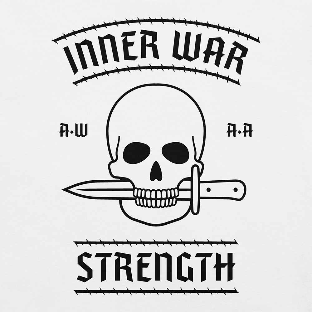 Warskull White Gym T-Shirt, print close-up