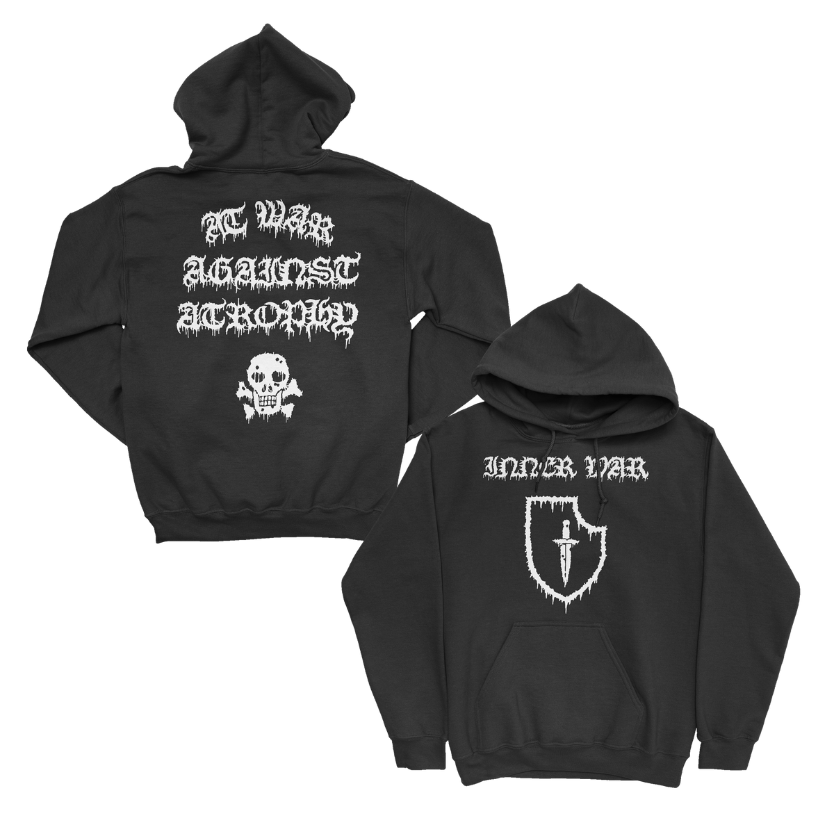 Iron Order Black Gym Hoodie, front and back