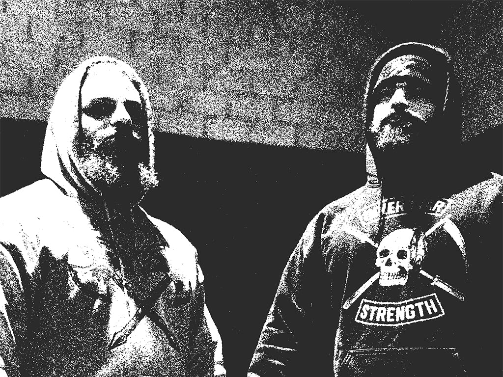 Two Inner War Strength lifters in black hoodies