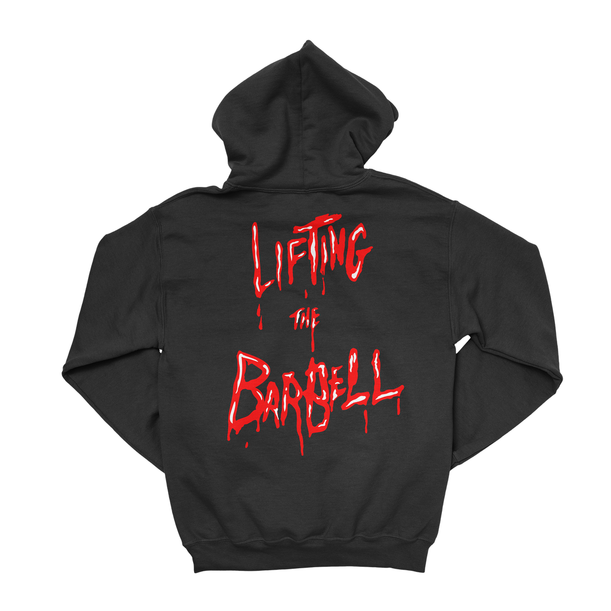Lifting The Barbell Slayer Hoodie, back with Lifting The Barbell print