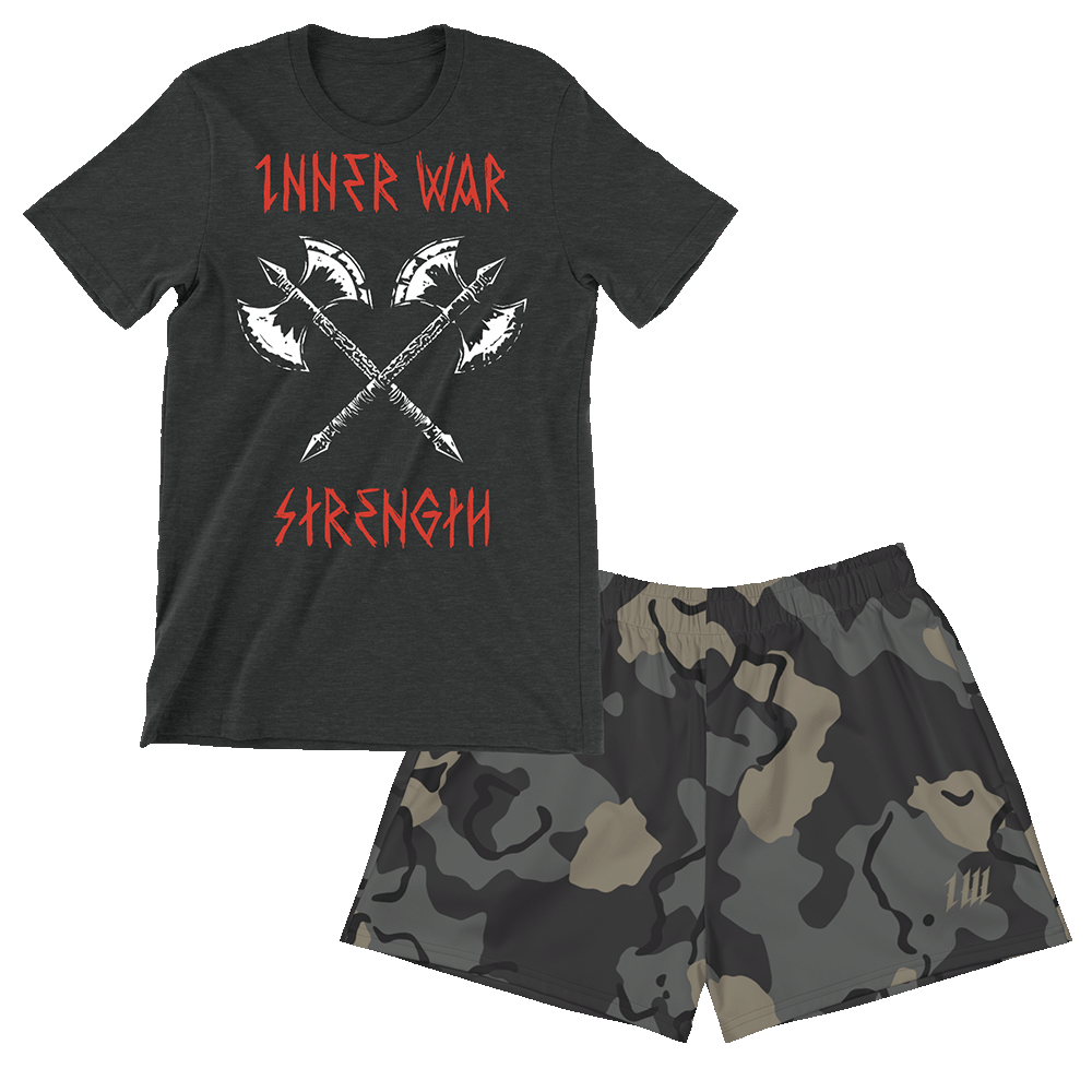 Berserker Tee + Camo Shorts Set, tee and shorts together