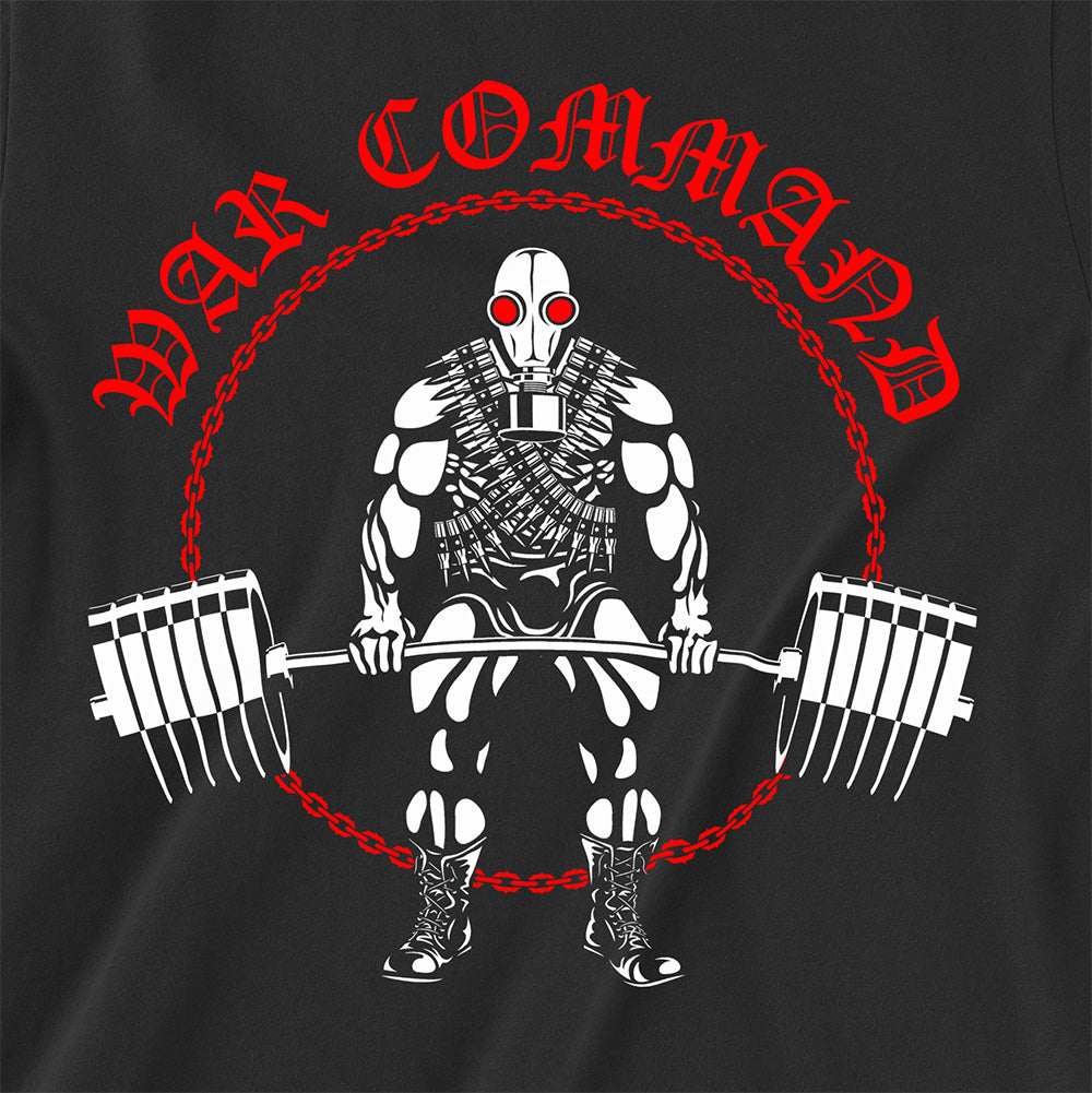 War Command Black Metal Gym Tee, print close-up