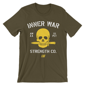 Inner War Warskull Yellow & Olive Drab Short Sleeve Tshirt  Edit alt text
