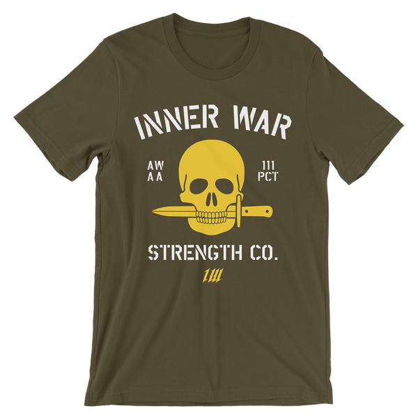 Inner War Warskull Yellow & Olive Drab Short Sleeve Tshirt  Edit alt text