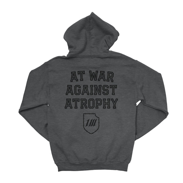 Inner War Varsity Dark Ash Hoodie At War Against Atrophy back print