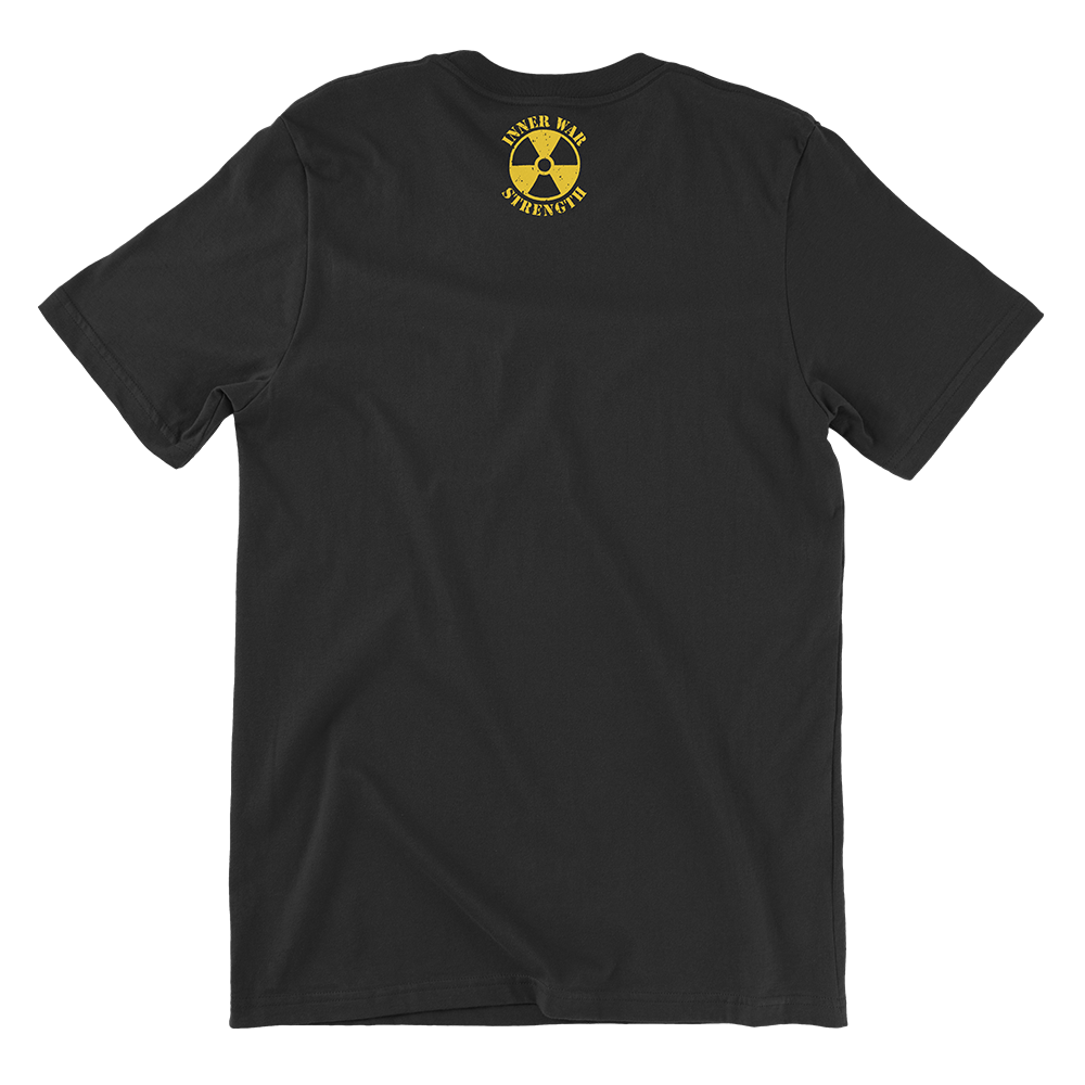 Masculine Toxicity Gym T-Shirt, back with radiation symbol