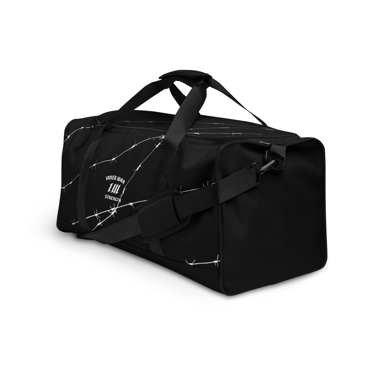 Big Black Gym Duffel Bag, angled view, other side