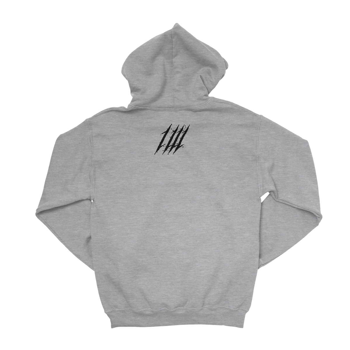 Barbaric Axes Grey Gym Hoodie, back with Inner War monogram