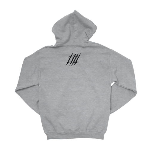 Barbaric Axes Grey Gym Hoodie, back with Inner War monogram