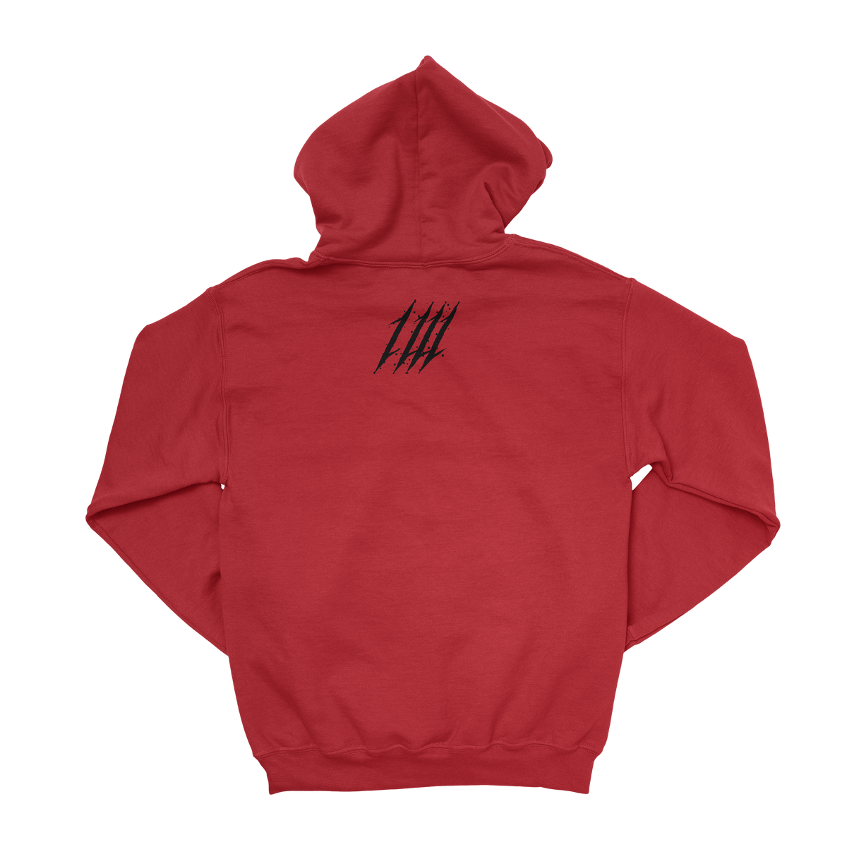 Barbaric Axes Red Gym Hoodie, back with Inner War monogram
