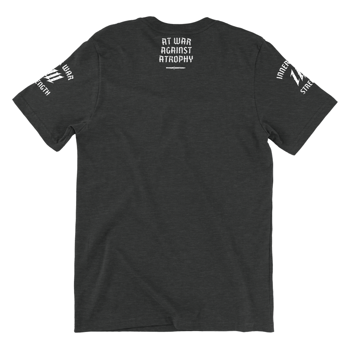 Powerlifting Competition T-Shirt, back with At War Against Atrophy print