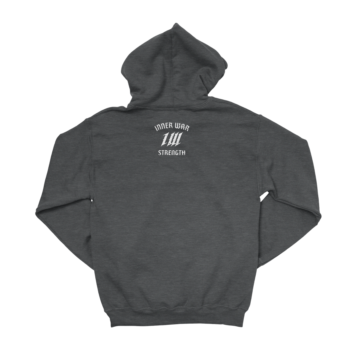 Powerlifting Charcoal Gym Hoodie, back with logo