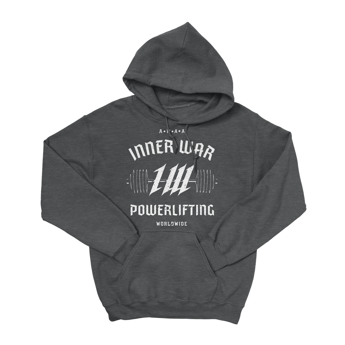 Powerlifting Charcoal Gym Hoodie, front