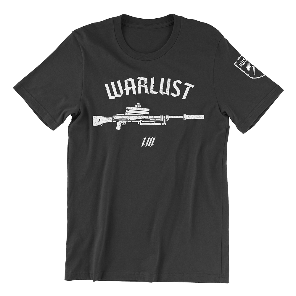 Warlust Black Military Gym T-Shirt, front